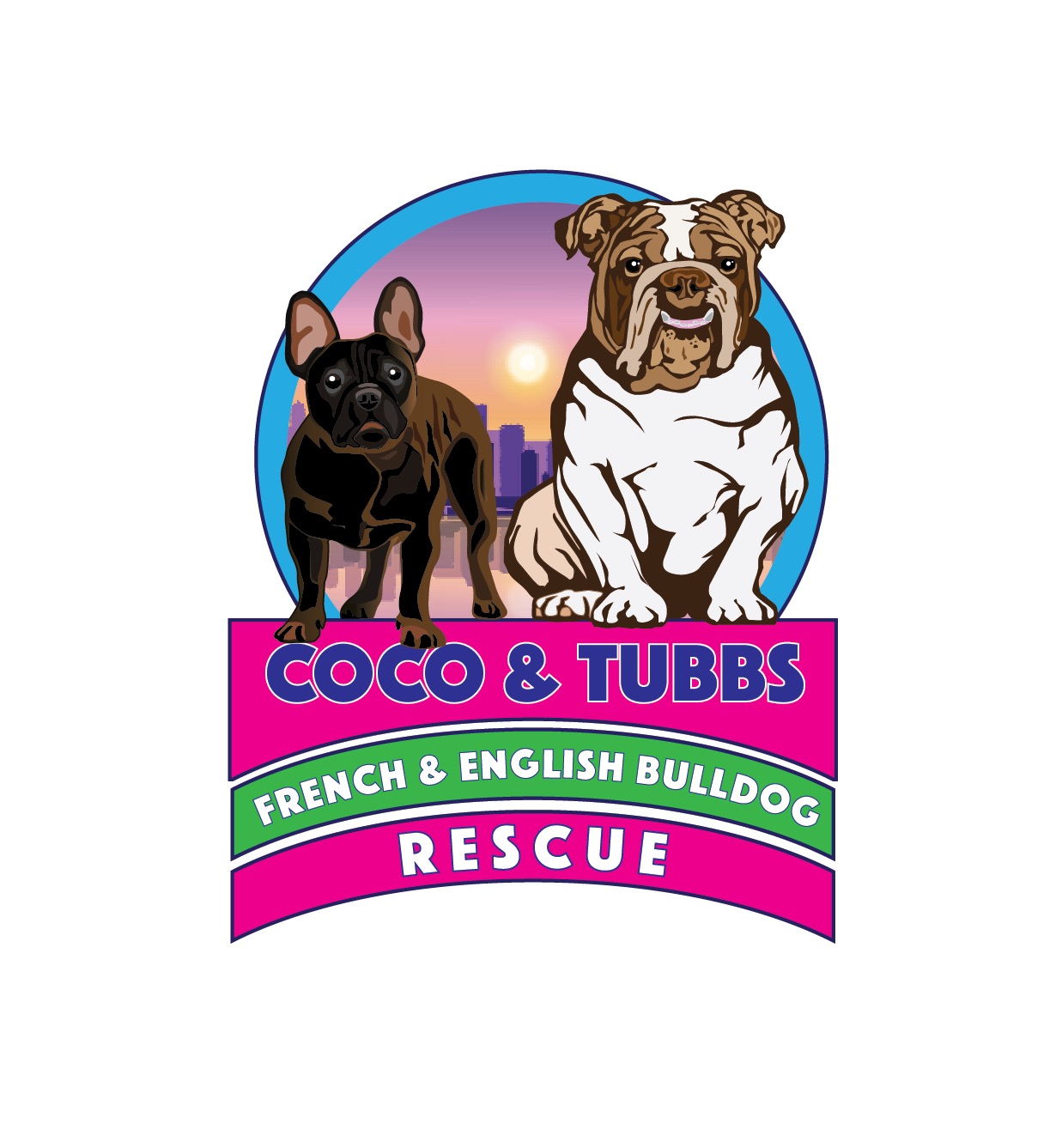 Coco & Tubbs French And English Bulldog Resuce Logo